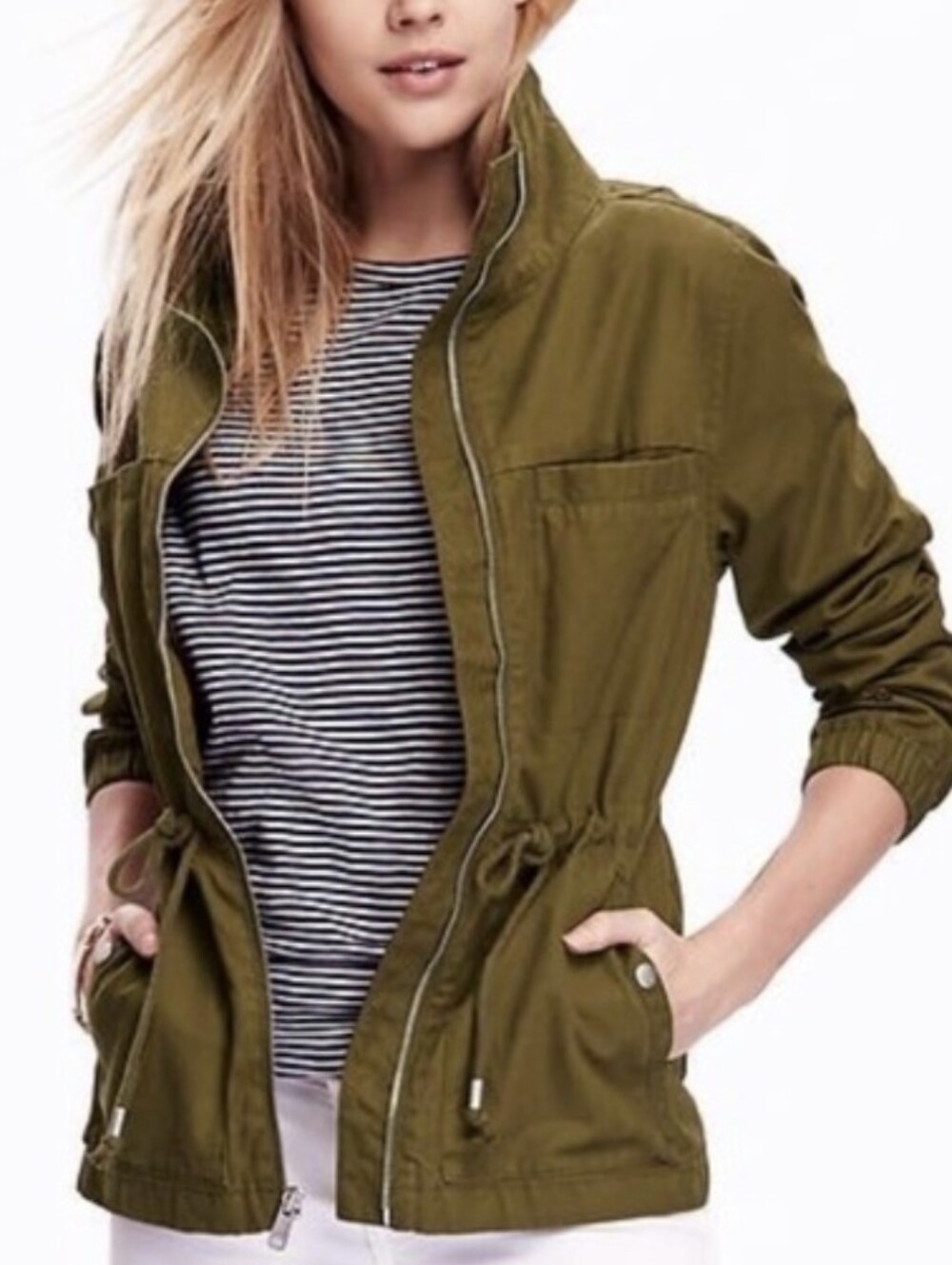 EUC Old Navy Plus Size Olive Green Twill Field Utility Jacket Coat